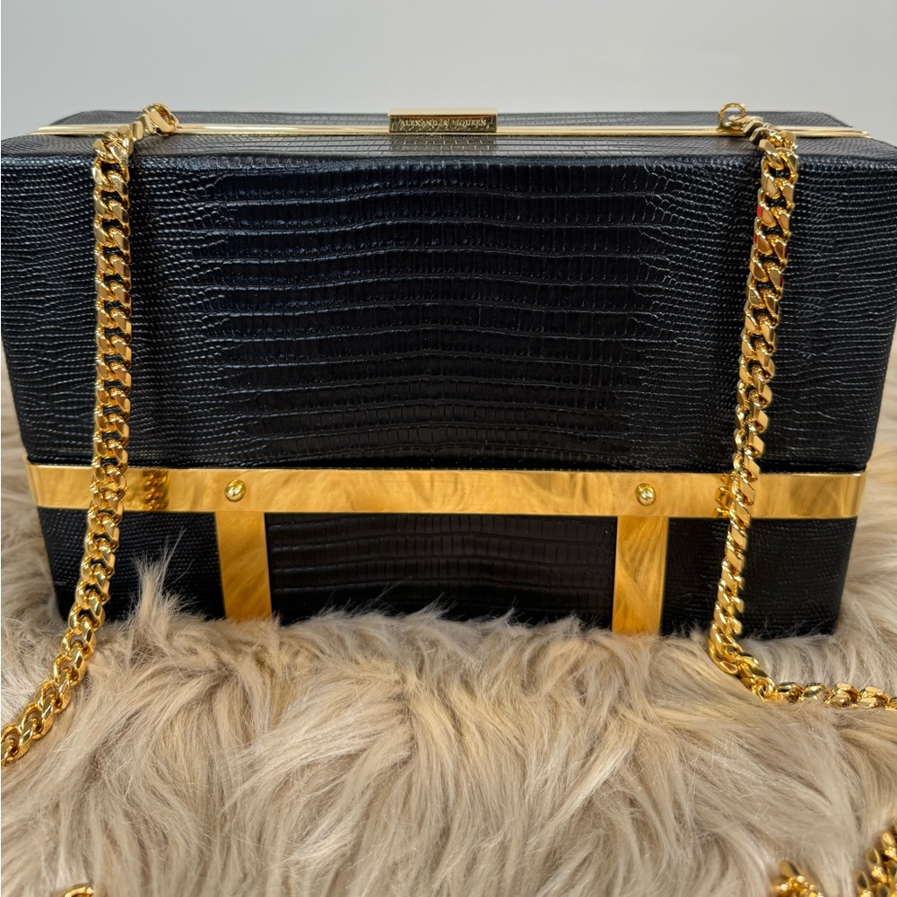 Authentic Alexander McQueen Leather Embossed Clutch/Shoulder Bag